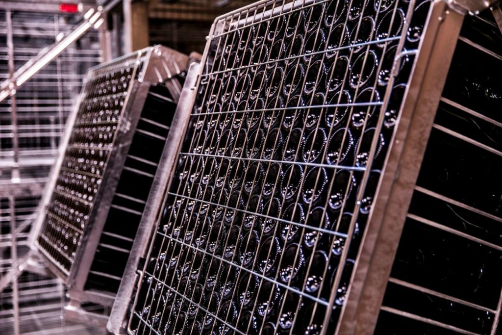 Image of wine bottles stacked in a gyropallette